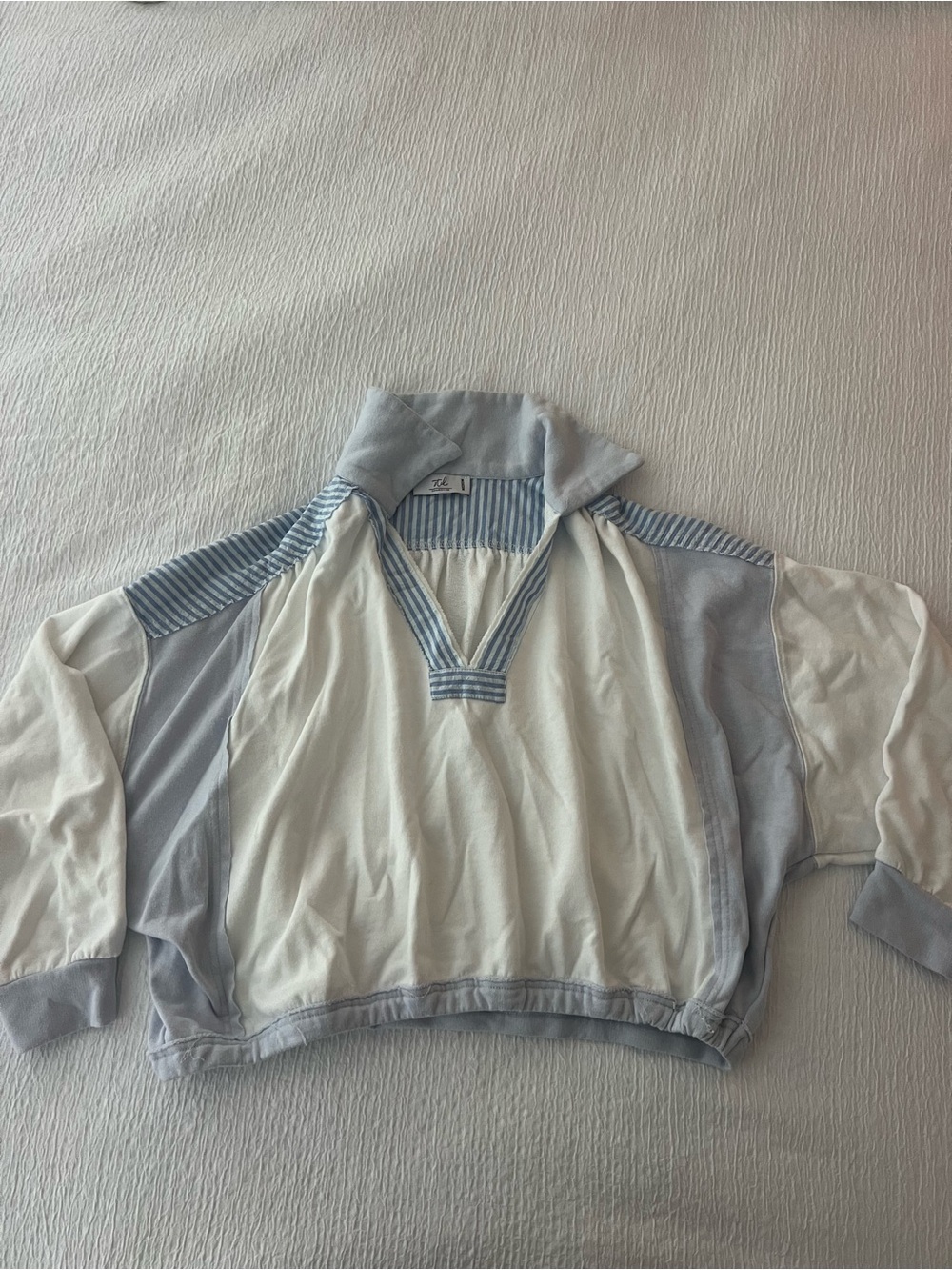 Esley Collection Light Blue and White Striped Pullover